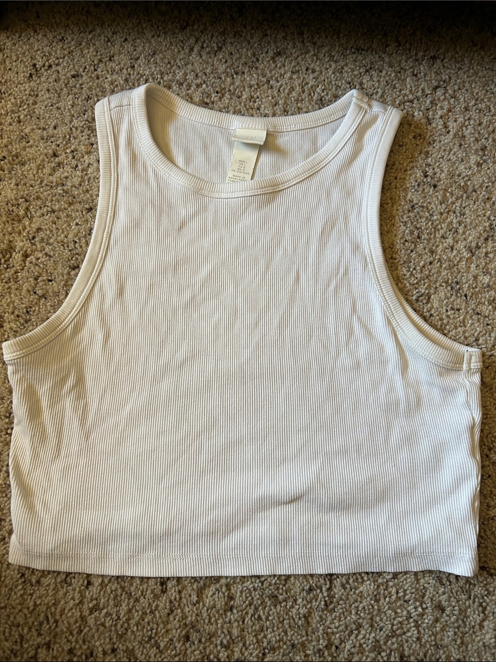 H&M Women's Ribbed Tank Crop Top - white